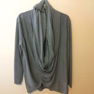 Garnet Hill Merino Convertible Draped Sweater Grey XL